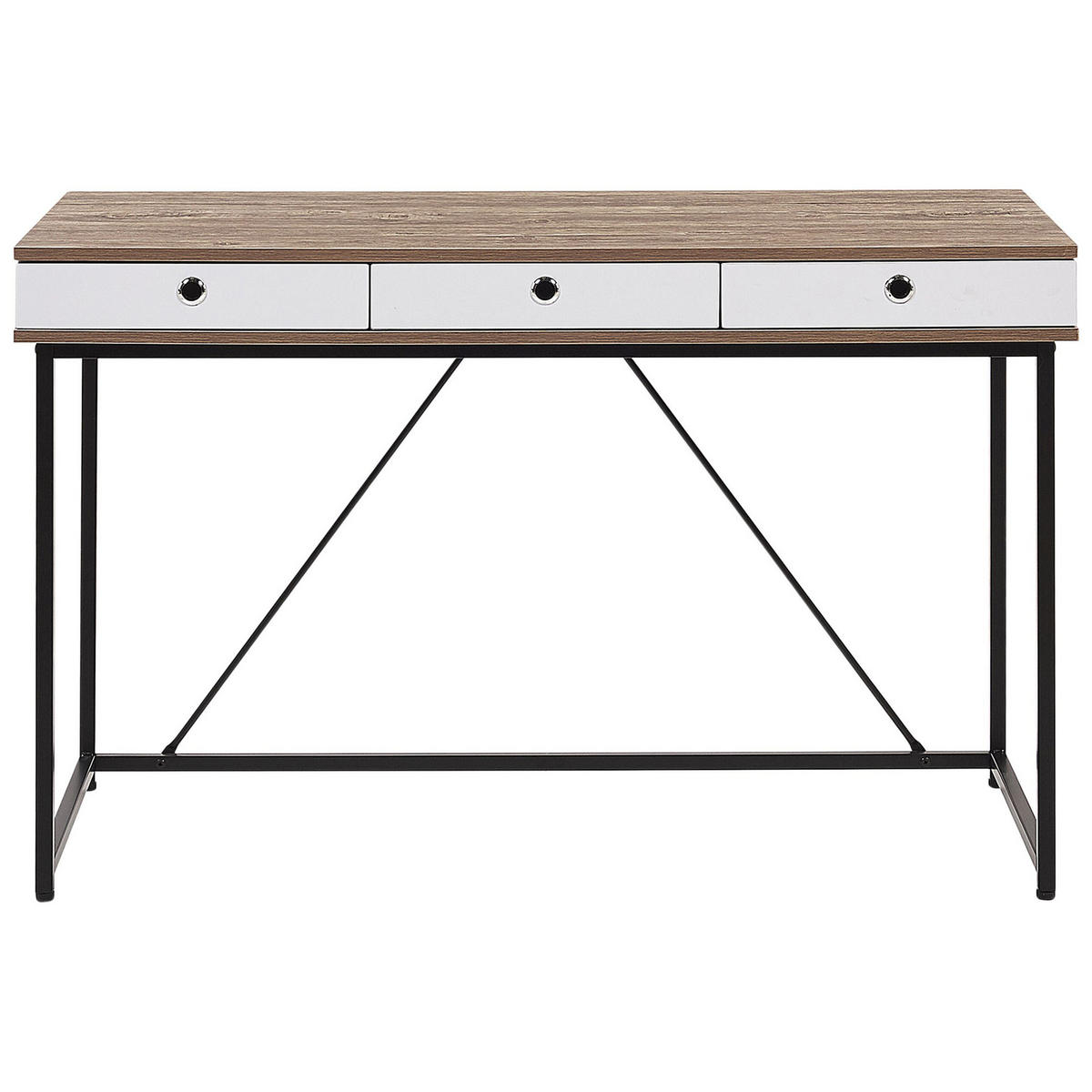 SCHREIBTISCH heller Holzfarbton/weiß 120/60/76 cm Hinton - Hellgrau, Holzwerkstoff (60/120/76cm) - Beliani