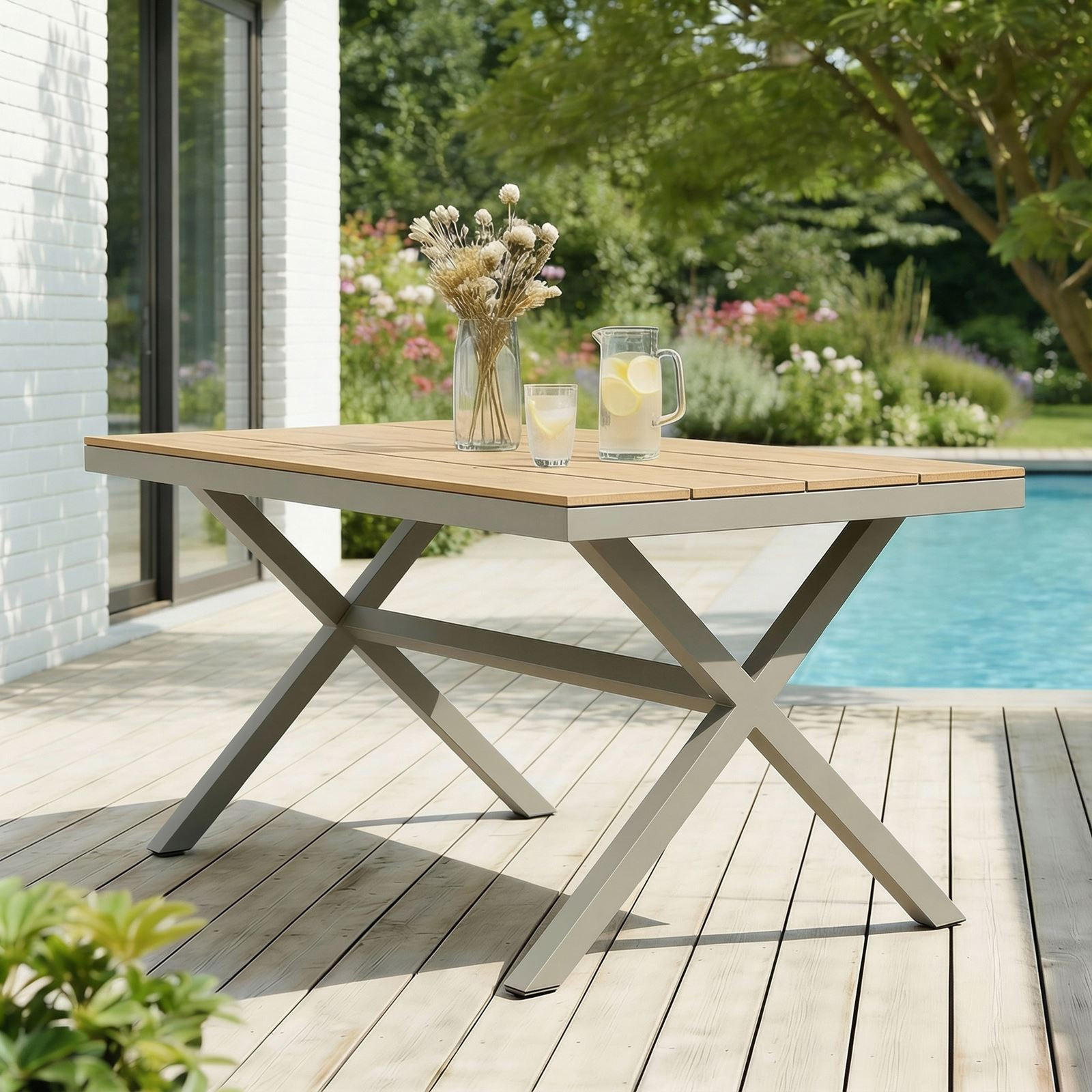 GARTENTISCH WINDY - Braun/Grau, Metall (90/150/75cm) - IDIMEX