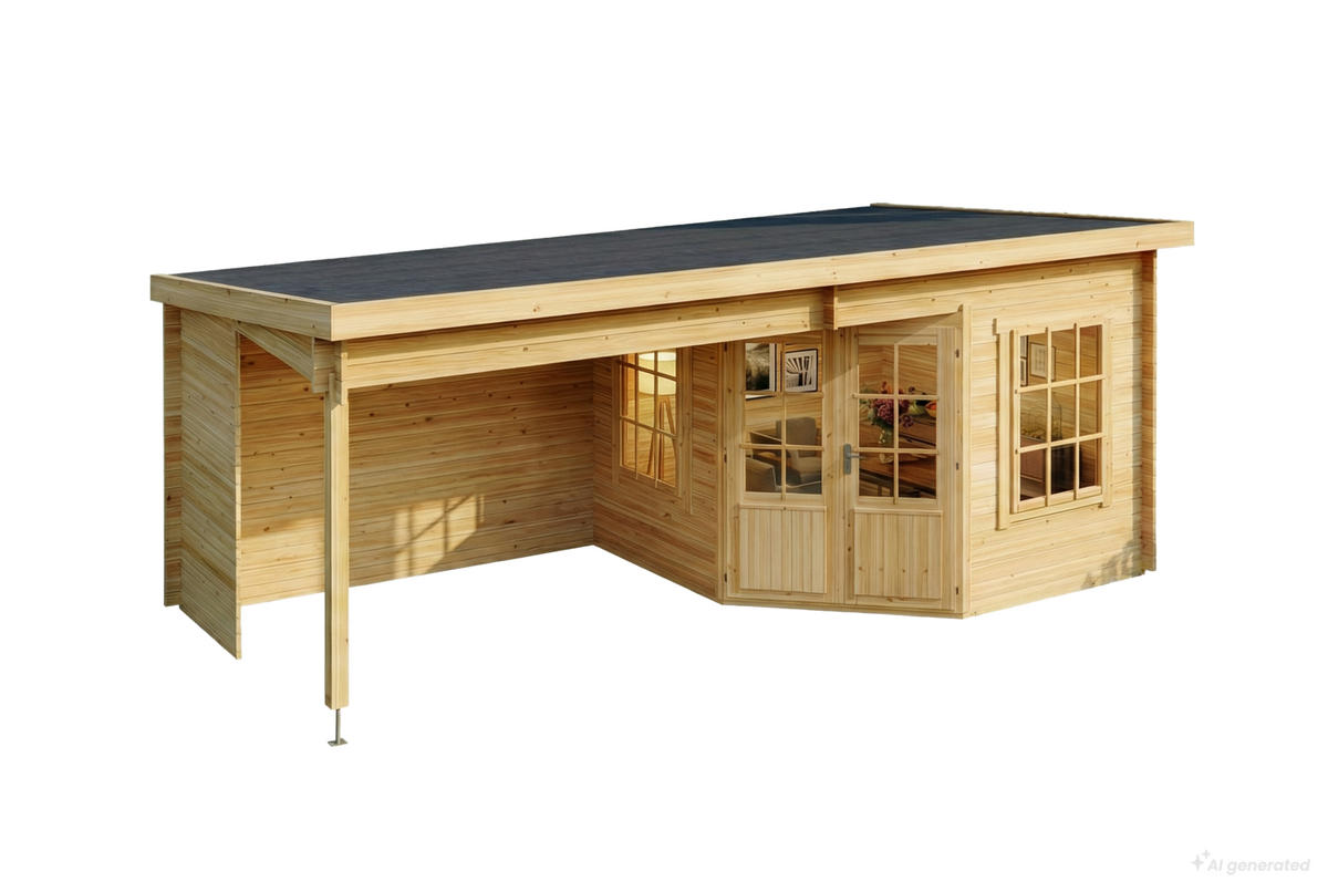 GARTENHAUS Holz Carl - Naturfarben, Holz (598/239/330cm) - Alpholz