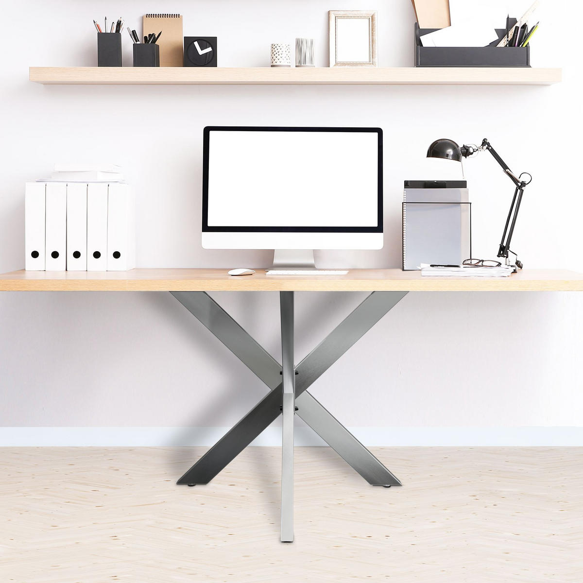 TISCHBEIN eckig 85/85/71 cm Metall edelstahl - Edelstahlfarben, Metall (85/71/85cm) - CLP