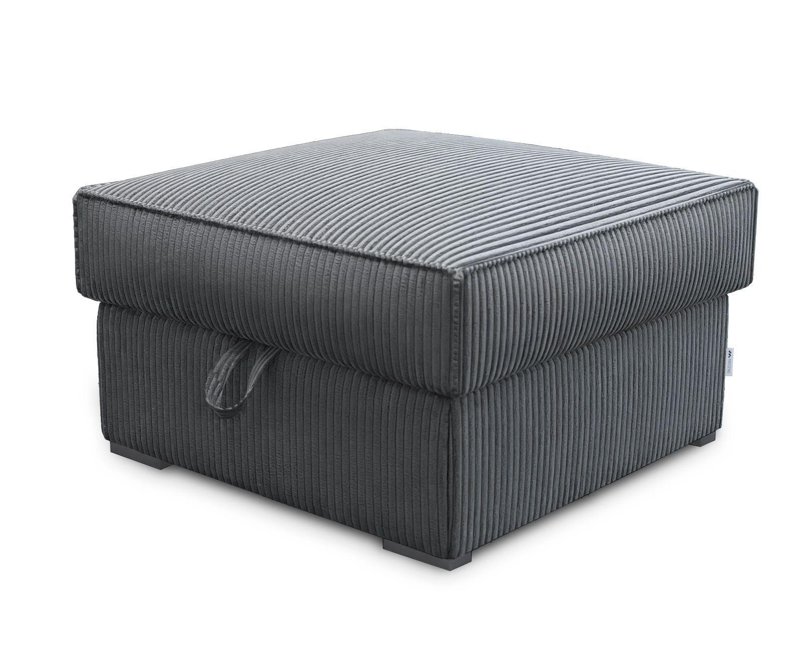 POUF FERA Grau 65x65 cm - Grau, Textil (65/38/65cm) - MASSENO