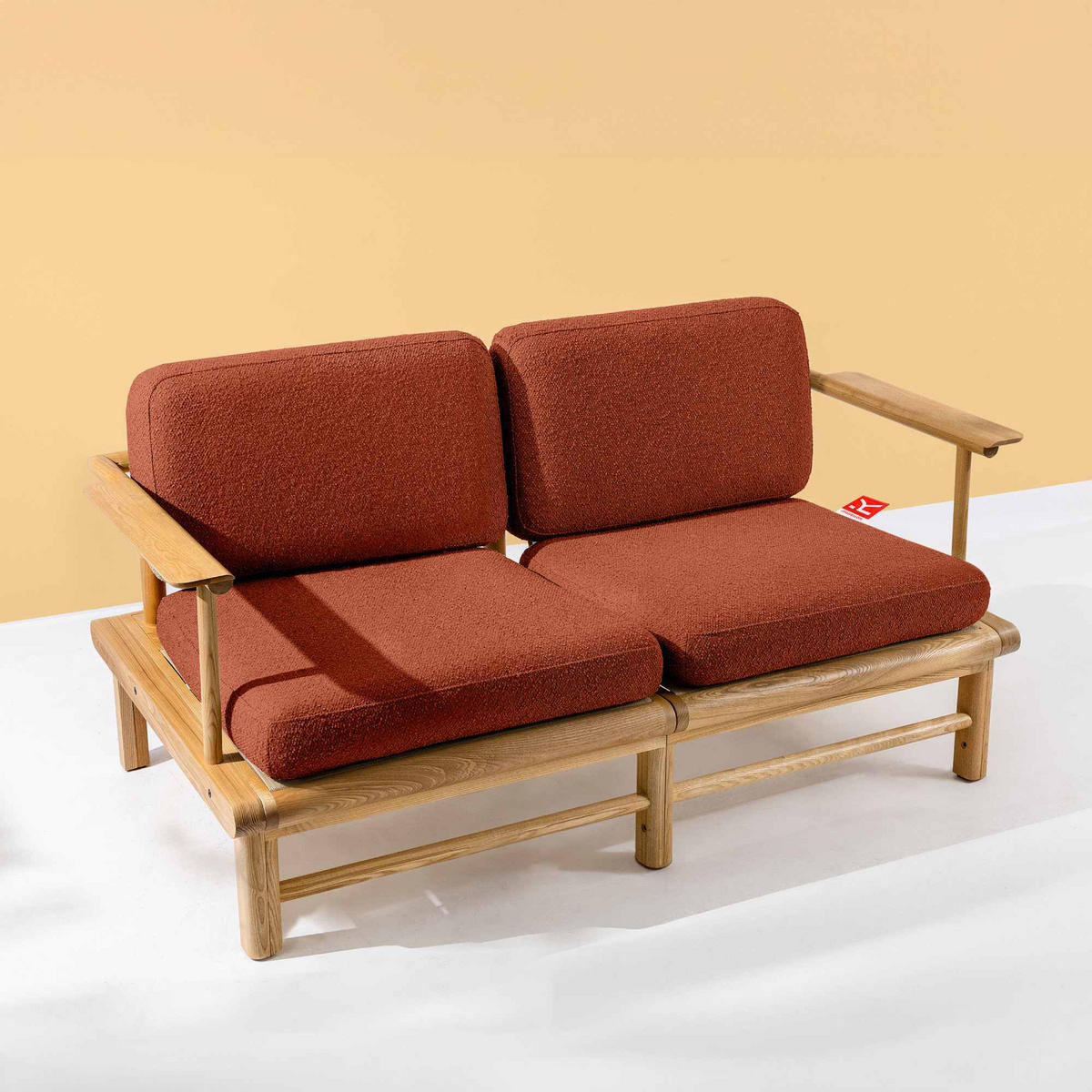 GARTENSOFA ATREDA 2-Sitzer - Orange, Holz/Textil (160/74/80cm) - KONSIMO®