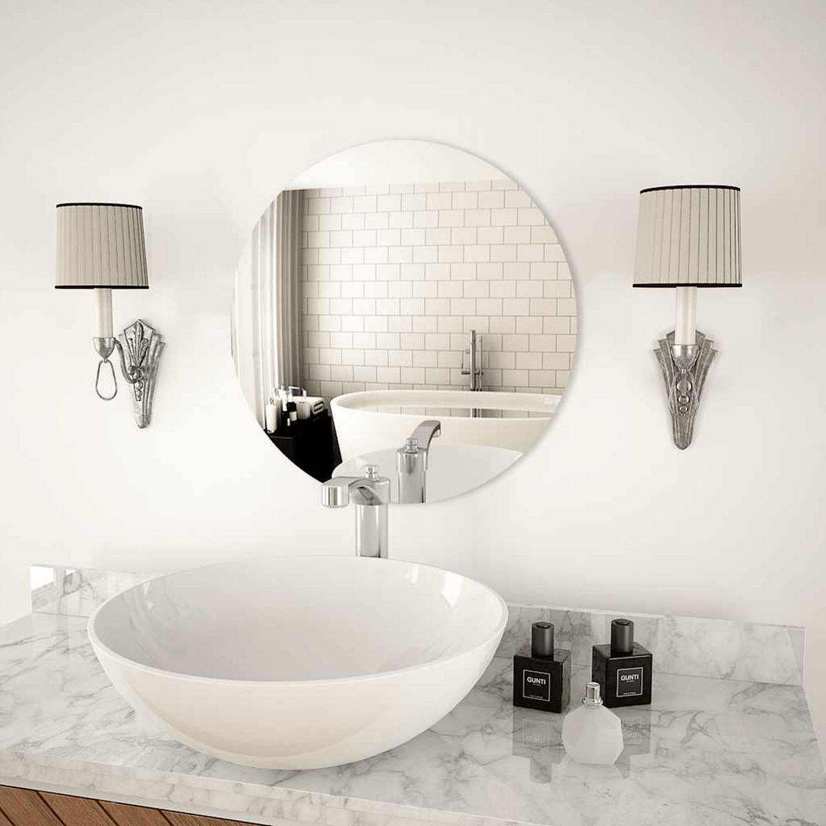 WANDSPIEGEL 50 cm Rund Glas - Silberfarben, Glas (50/50/50cm) - furnicato
