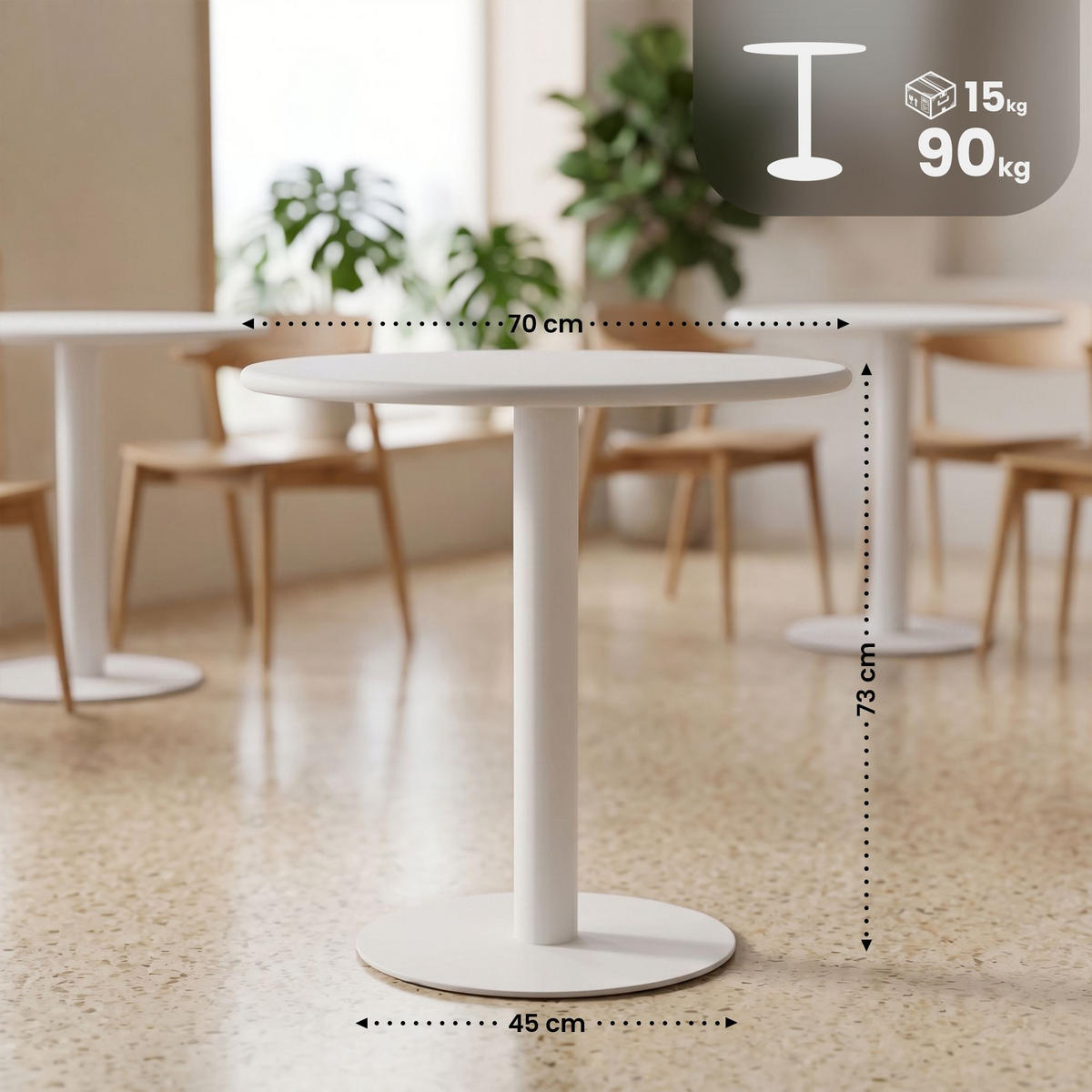 BEISTELLTISCH rund 70 cm Holz Weiß - Weiß, Holz/Metall (70/70/73cm) - CLP