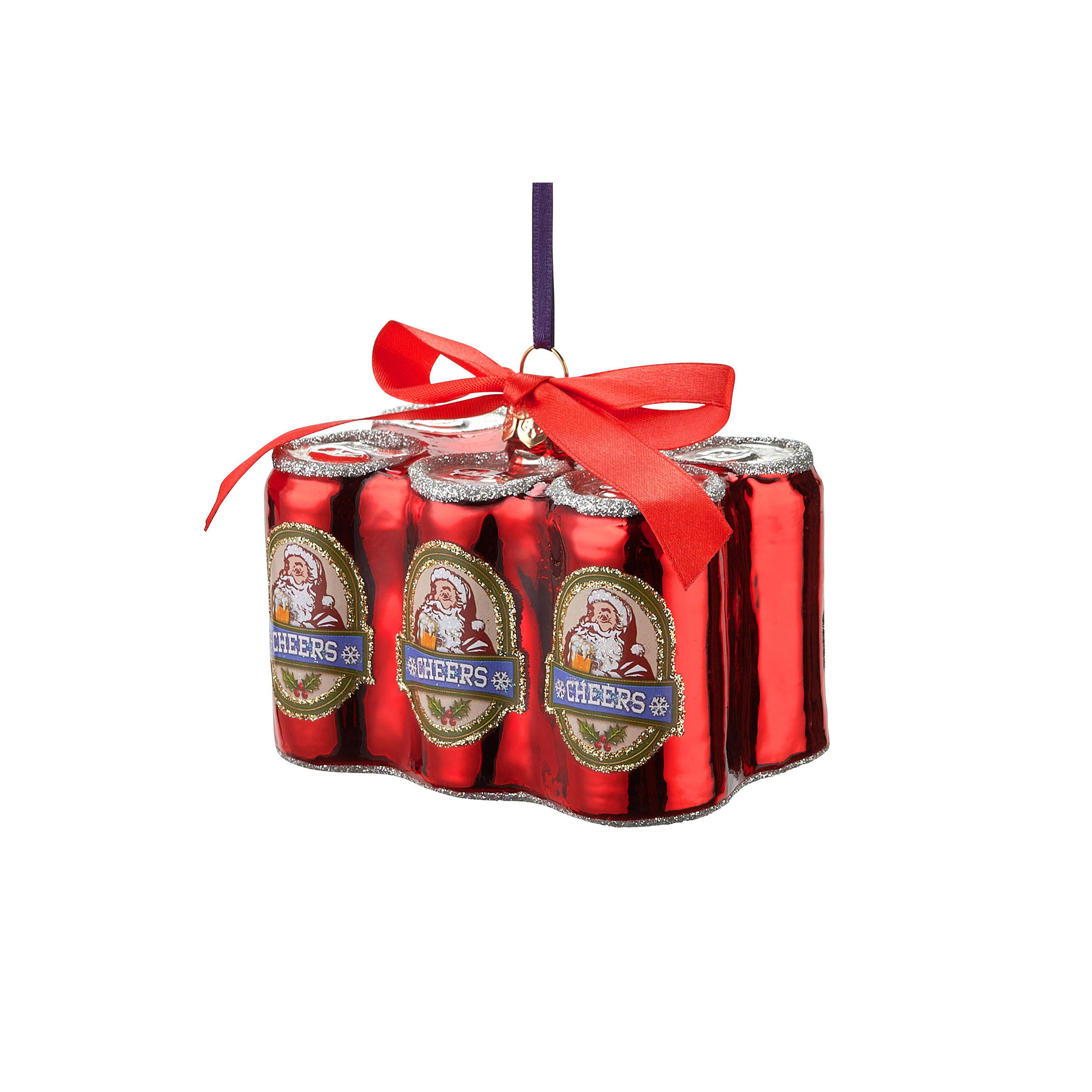 WEIHNACHTSKUGEL Sixpack Bierdosen - Rot, Glas (7/9/6cm) - Sareva