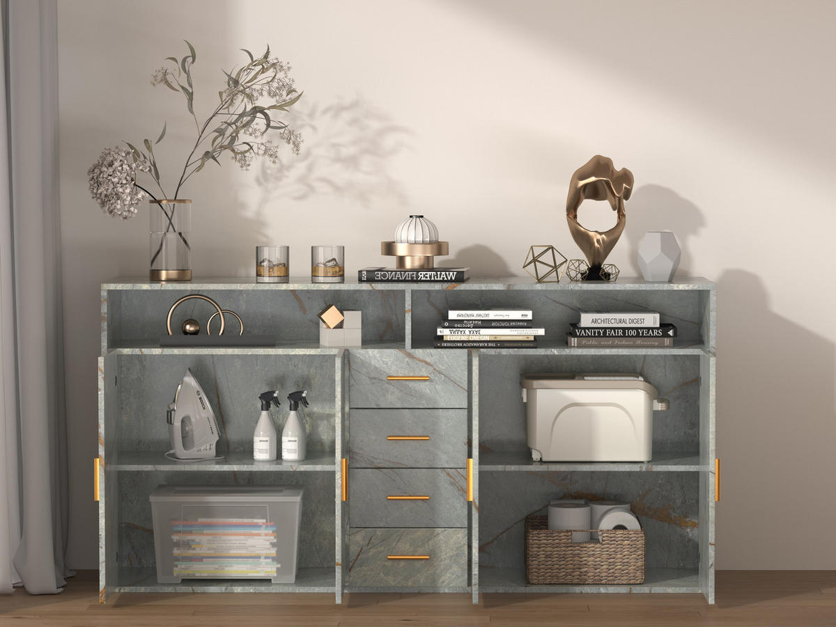 SIDEBOARD in 160/81/40cm - Grau, Holzwerkstoff/Metall (160/81/40cm) - HOMAVO