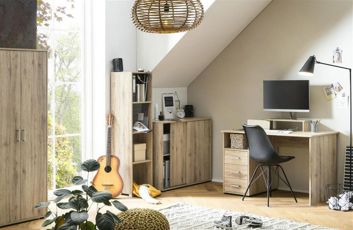 AKTENSCHRANK Fox 84x100x41 cm 2 Schiebetüren Eiche - Eichefarben, Holz (100/84/41cm) - PROREGAL