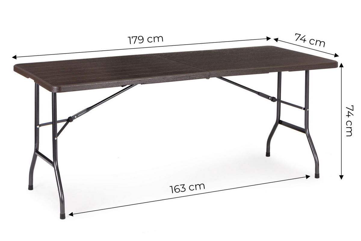 GARTENTISCH klappbar 180 x 75 cm - Braun, Kunststoff (180/75/74cm) - Mat-Haus