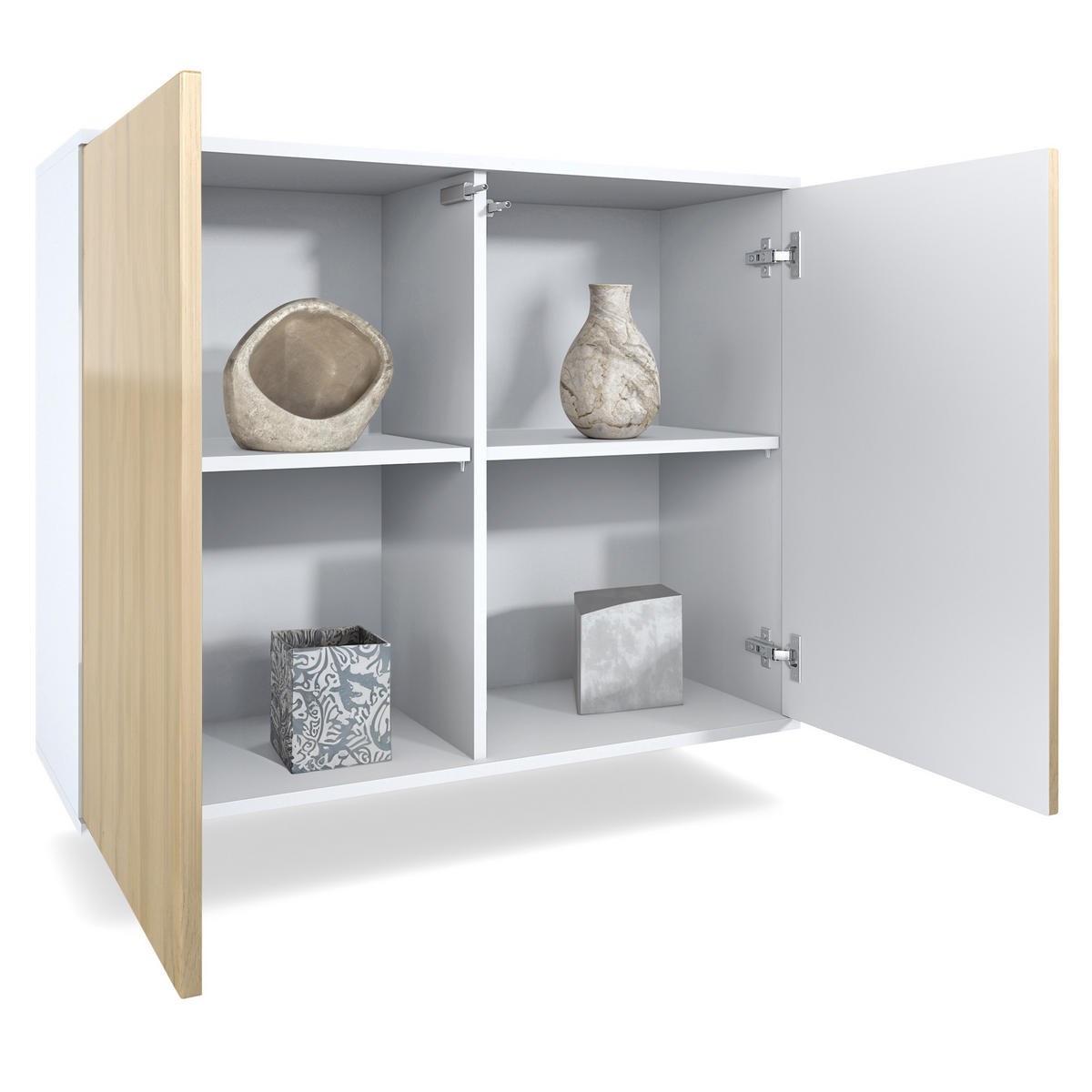 KOMMODE Skadu Creme Hochglanz - Creme, Holzwerkstoff (92.5/73.5/35cm) - Vladon