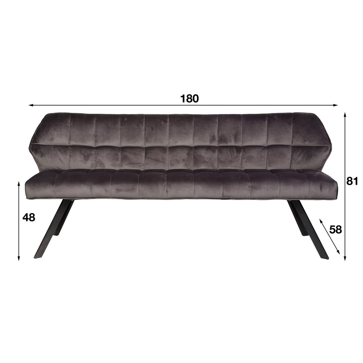 ESSZIMMERBANK Grid Grau 58/180/81 cm - Grau, Textil (180/81/58cm) - Hoyz Collection