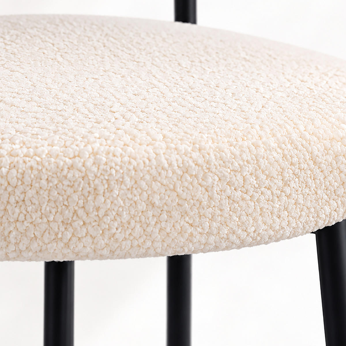 ŽIDLE jídelní bílá 4dílná-sada bouclé - bílá, kov/textil (49/76/46cm) - Relaxdays