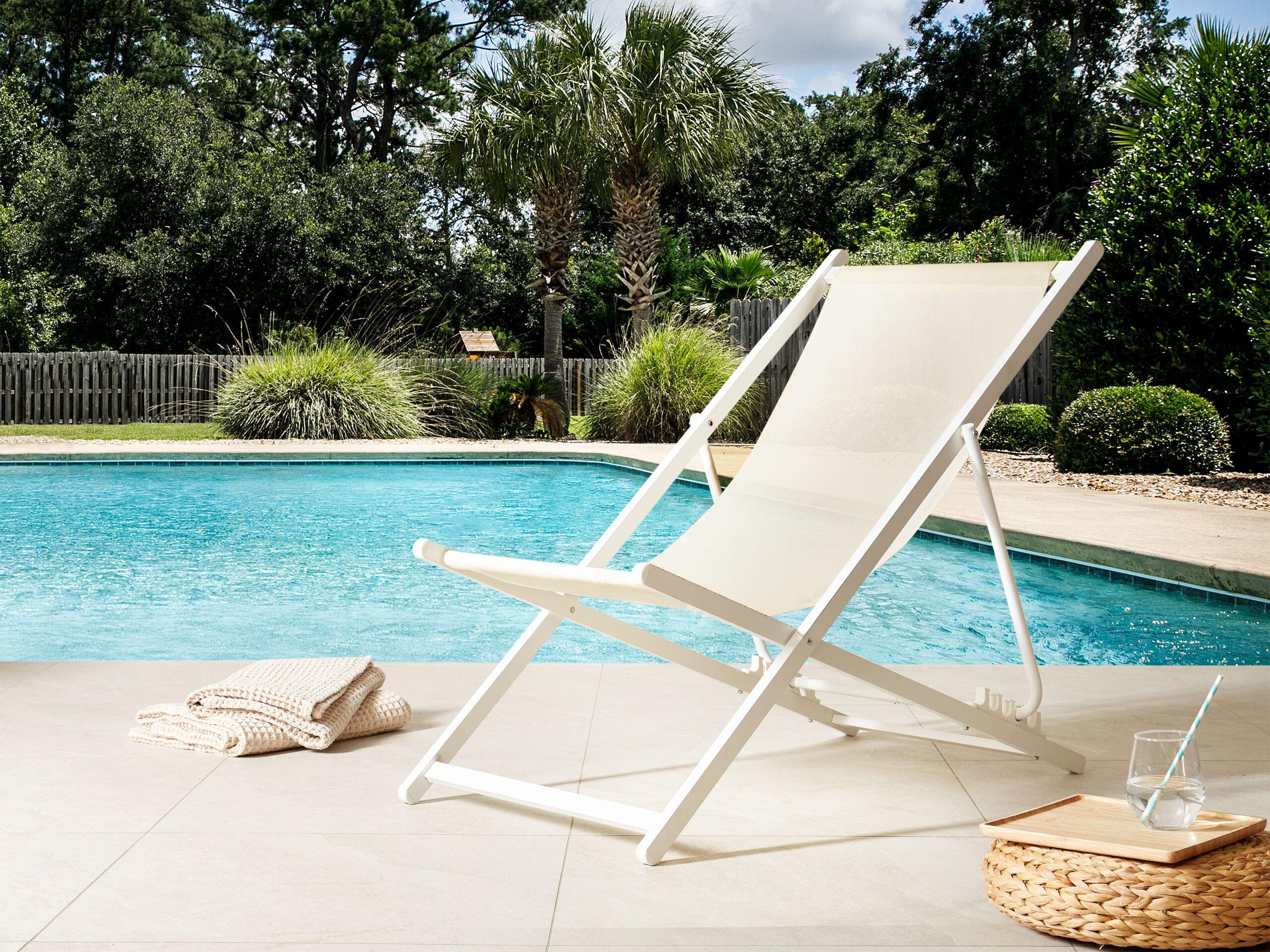 GARTENSTUHL Beige Locri II - Beige/Weiß, Metall (60/79/95cm) - Beliani
