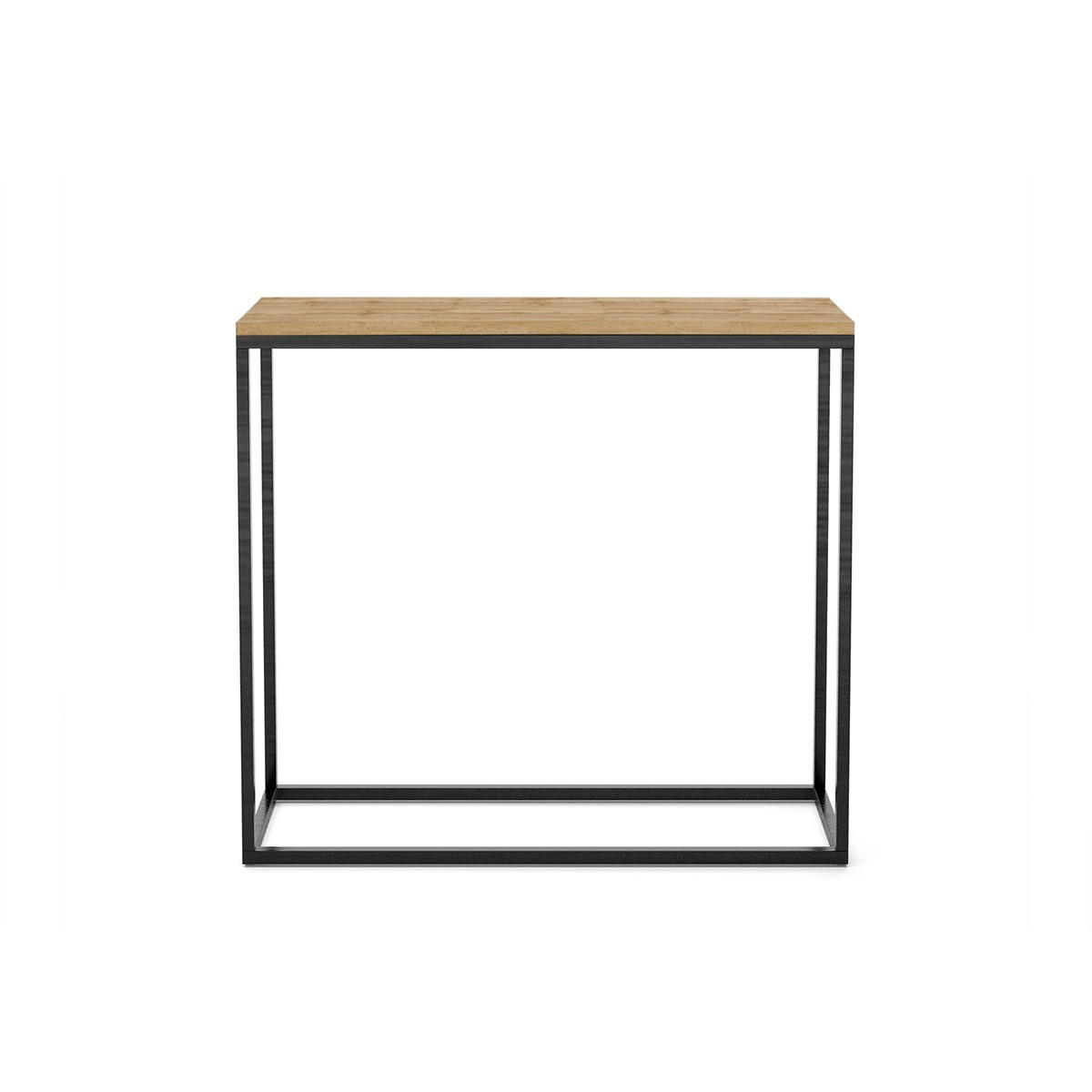 KONSOLENTISCH Well 80 Eiche Wotan, Schwarze Beine - Eiche Wotan/Schwarz, Holzwerkstoff/Metall (25/80/80cm) - Bettso
