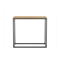 KONSOLENTISCH Well 100 Eiche Wotan, Schwarze Beine - Eiche Wotan/Schwarz, Holzwerkstoff/Metall (25/100/80cm) - Bettso