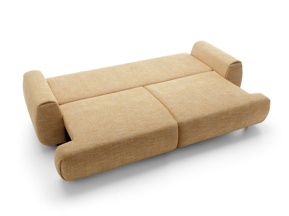 SOFA Morena Gelb, mit Schlaffunktion, Zweisitzer Sofa - Gelb, Holzwerkstoff/Textil (260/81/106cm) - Bettso