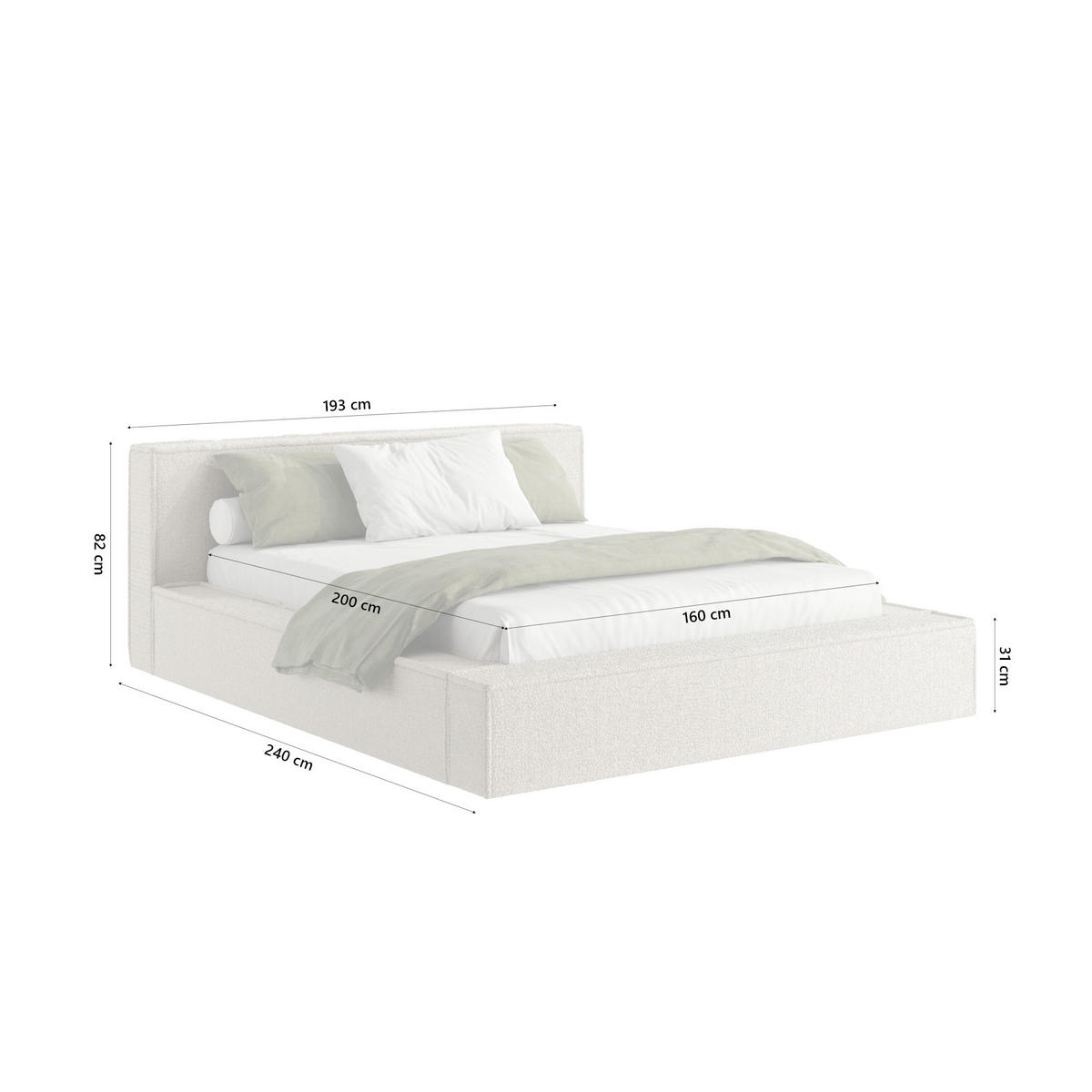 POLSTERBETT Menfi 160x200 cm, Beige - Beige, Textil (160/200cm) - Fedve