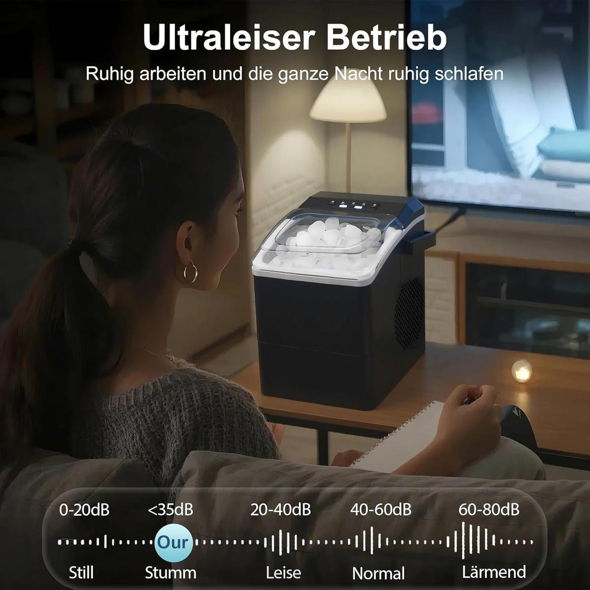 EISWÜRFELMASCHINE Kühleis 1.3 L - Schwarz, Kunststoff (29.6/28.9/23.8cm) - Nettlife