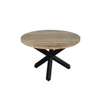 ESSTISCH RUNIS - Beige/Schwarz, Holz/Metall (130/130/78cm) - SAM