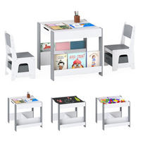 KINDERTISCH mit Stuhl hellgrau(3-tlg) - Hellgrau, Holzwerkstoff (62/56.5/62cm) - COSTWAY