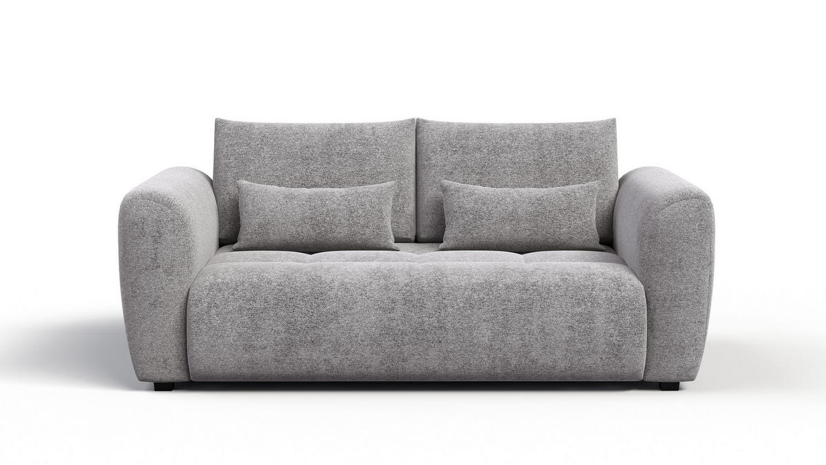 SOFA SORENO 3-Sitzer, platingrau - Schwarz/Grau, Holz/Textil (214/94/114cm) - Courtois Laville