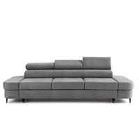 3-SITZER Sofa PRIAM mit Schlaffunktion 125x277 Velours Grau - Schwarz/Grau, Holz/Textil (278/95/102cm) - Muffo