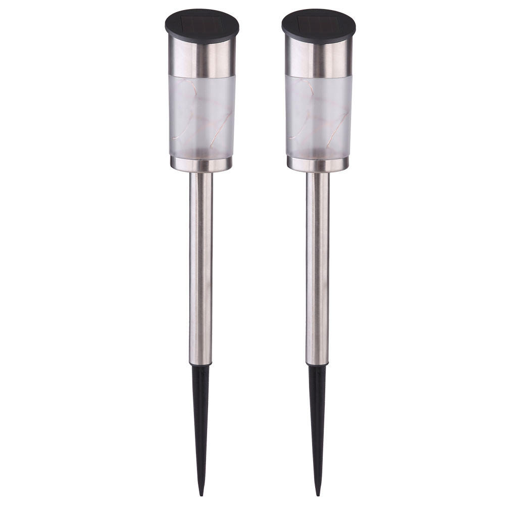 LED STECKLEUCHTE Edelstahl Silber 2er Set - Silberfarben, Metall (5.5/5.5/39cm)