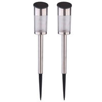 LED STECKLEUCHTE Edelstahl Silber 2er Set - Silberfarben, Metall (5.5/5.5/39cm)