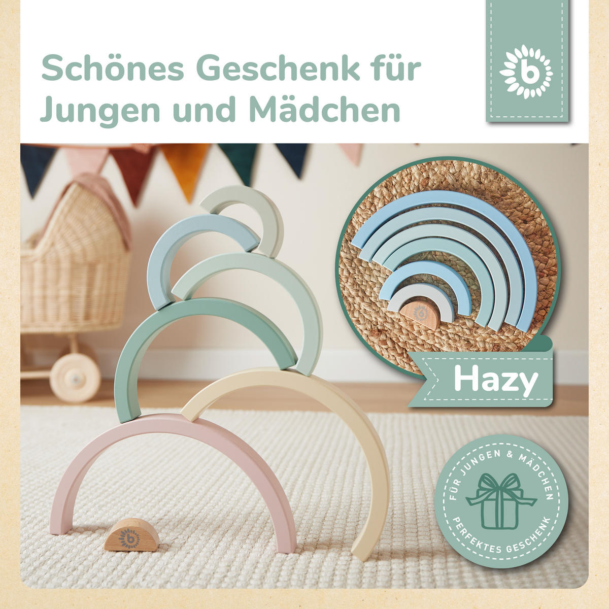 REGENBOGEN aus Holz - ab 12 Monate - Multicolor, Holz (12.1/24.2cm) - Bieco Spielwaren