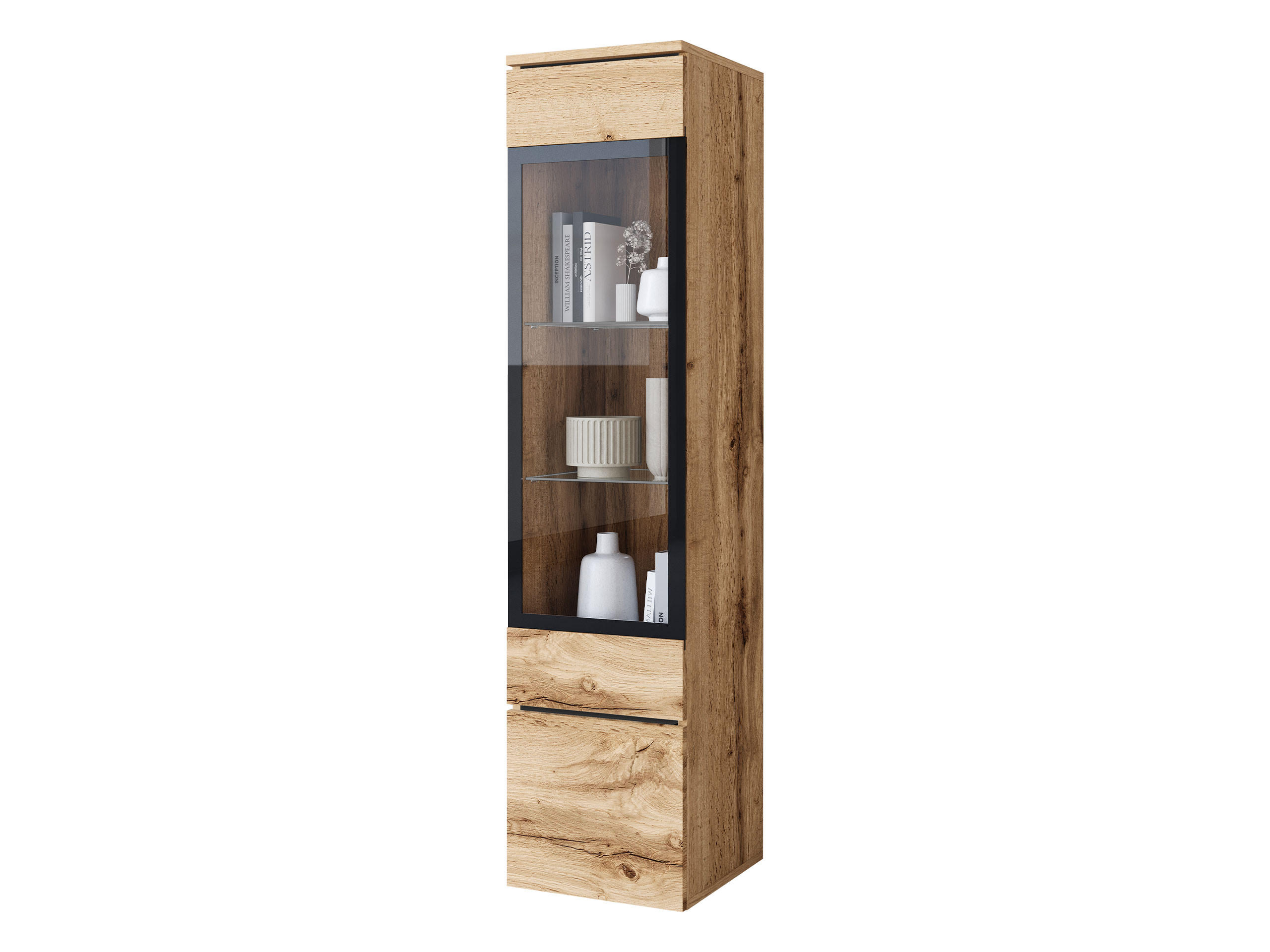 Mirjan24 Hängevitrine Eiche Wotan 30x130x33 cm