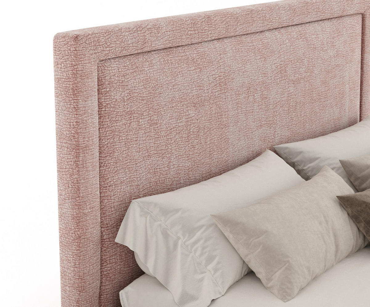POLSTERBETT Ordina Rosa 120/200 cm im Chenille-Stoff - Pink/Schwarz, Holz/Holzwerkstoff (120/200cm) - Maison de Reve