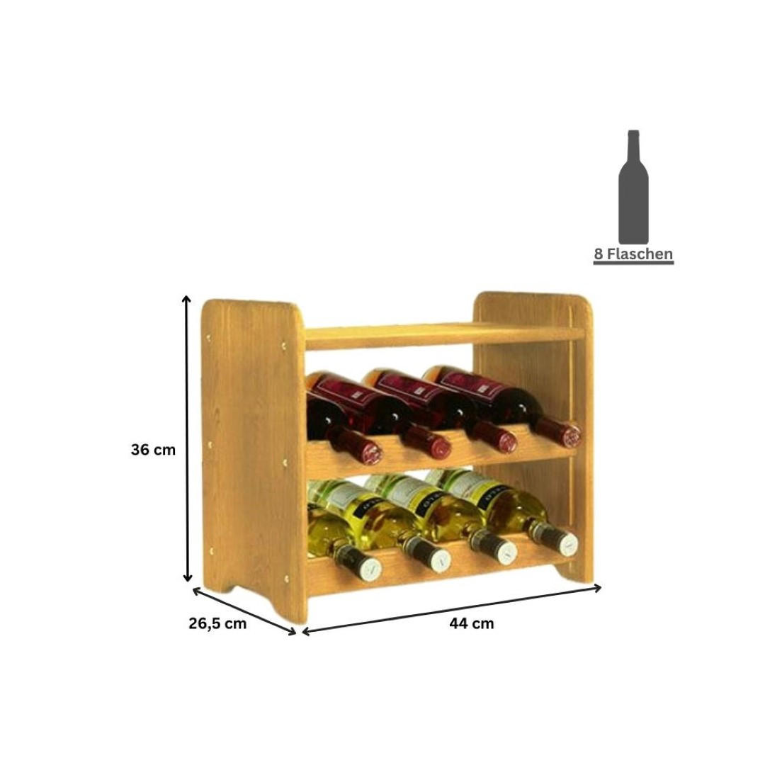 WEINREGAL Pinotwine C 36x44x26,5 cm 8 Flaschen Massives Kiefernholz Rotbraun Geölt - Rotbraun, Holz (44/36/26.5cm) - PROREGAL