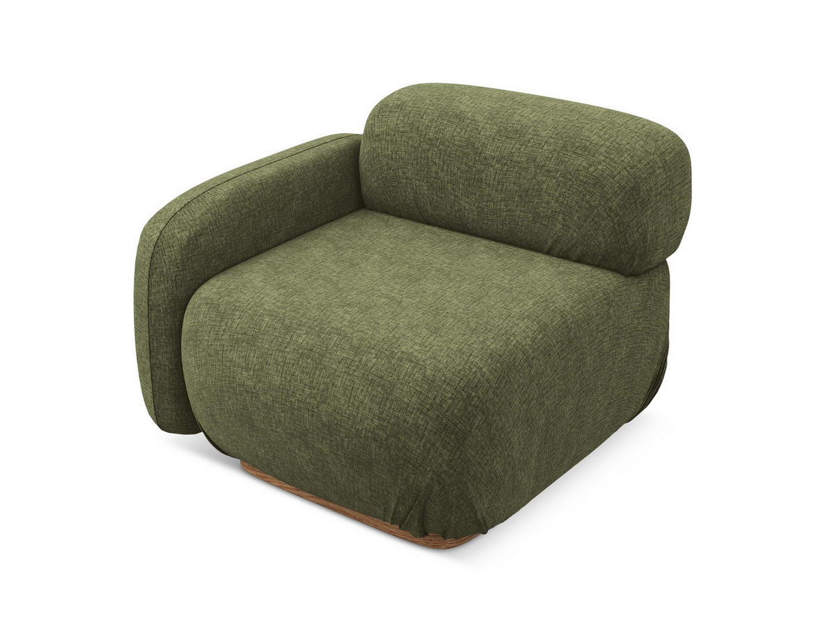 SOFAELEMENT Links Chenille Stoff Grün - Braun/Olivgrün, Holz/Textil (95/73/95cm) - Makamii