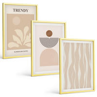 BILDER SET 3er Set - 40x60 cm Goldrahmen - Stilvolle abstrakte Beigetöne - Goldfarben, Kunststoff (40/60cm) - TULUP