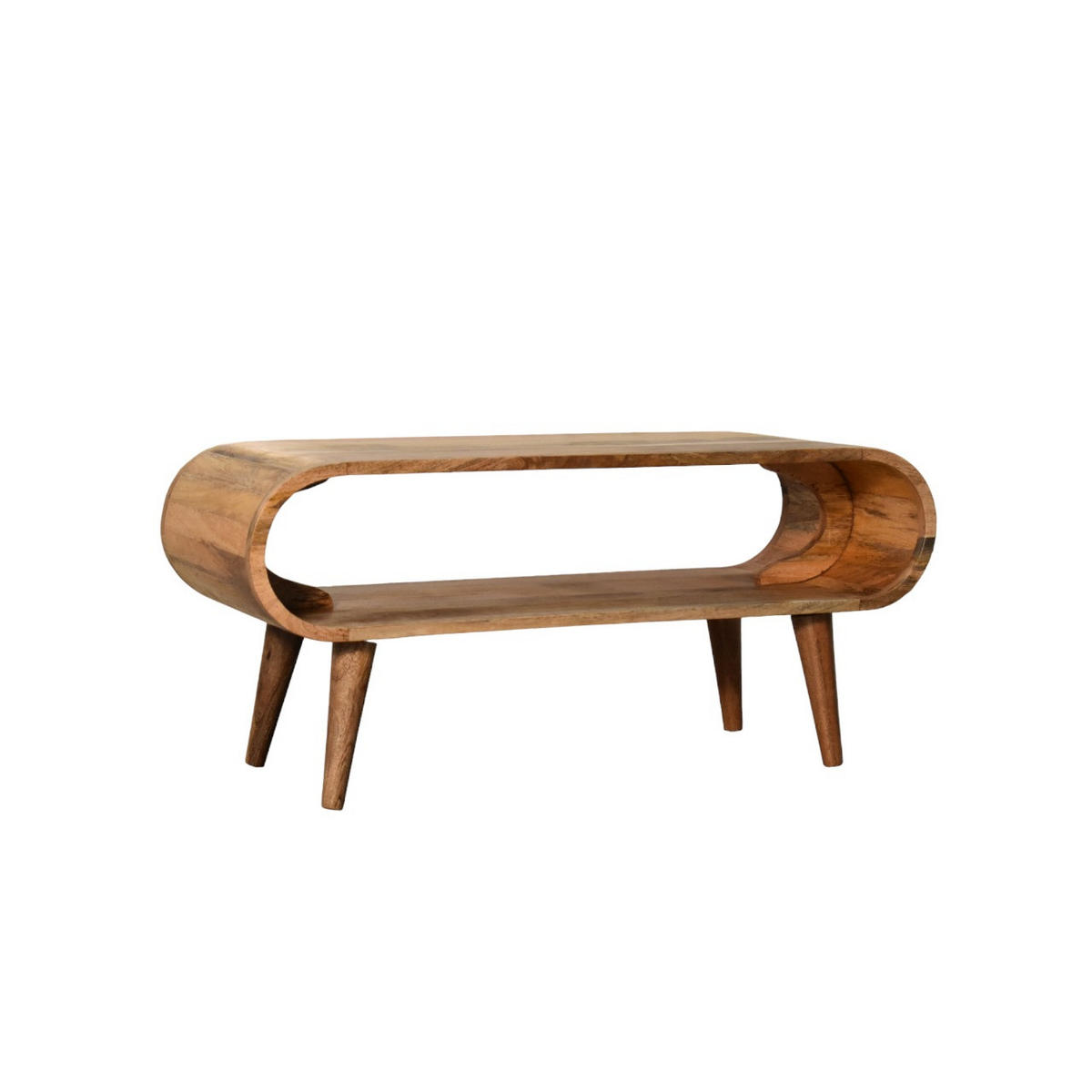 COUCHTISCH aus Massivholz im Eichenholz-Finish - Eichefarben/Messingfarben, Holz/Metall (35/90/40cm) - Artisan Furniture