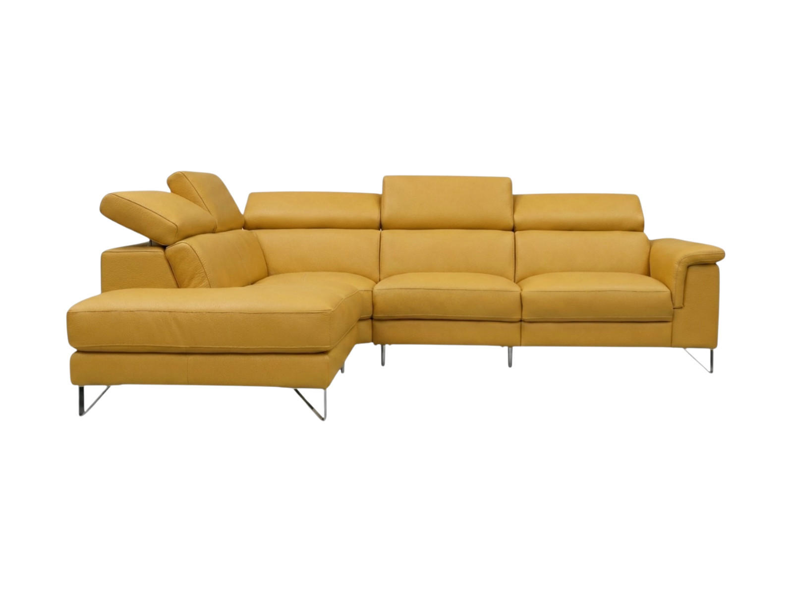 ECKSOFA Antares Echtleder Senfgelb - Gelb, Leder/Metall (224/276cm)