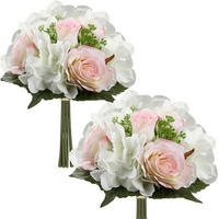 KUNSTBLUMENSTRAUSS 2er Set Hortensie Rose Höhe 30cm Rosa - Rosa, Kunststoff (10cm)