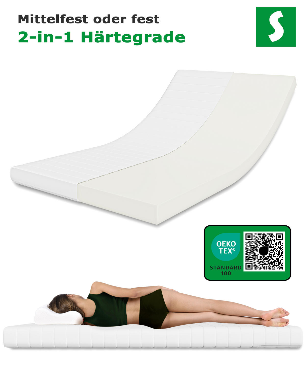 MATRATZENTOPPER 180x200 cm mit 11 cm Höhe & weißem Reißverschlussbezug - Weiß, Textil (180/200cm) - Schlaftroll
