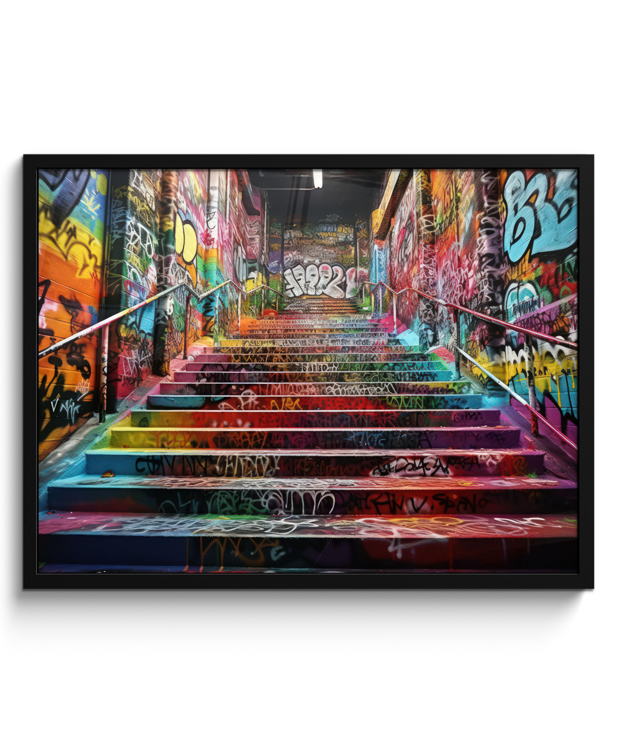 POSTER S OKVIROM Stepenice 80x60 cm - višebojno, papir (80/60cm) - MuchoWow