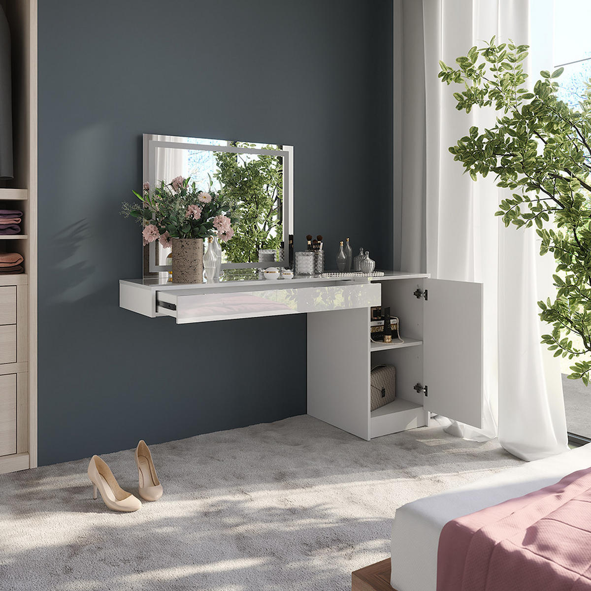 TOALETNÍ STOLEK Sherry Bílá - bílá, kompozitní dřevo (100/12/40.1cm) - Vicco