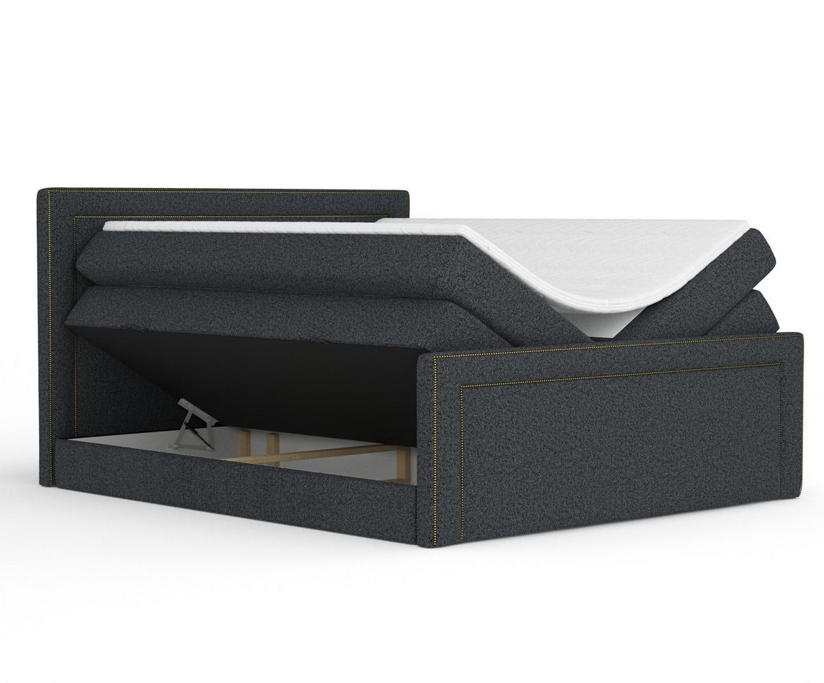 BOXSPRINGBETT Luxora Schwarz 160/200 cm - Schwarz, Holz/Holzwerkstoff (160/200cm) - Maison de Reve