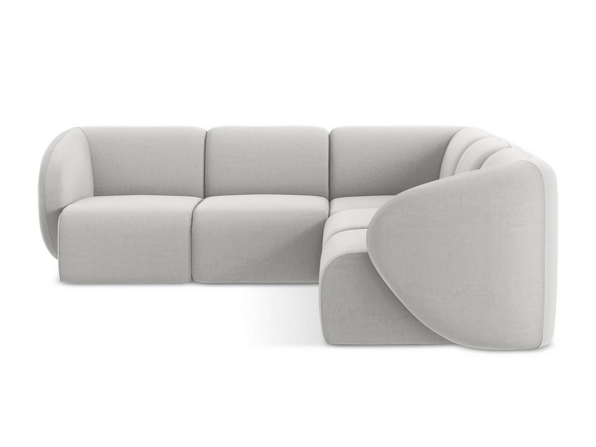 ECKSOFA Samt Stoff Grau - Silberfarben/Schwarz, Holzwerkstoff/Kunststoff (251/251cm) - Makamii