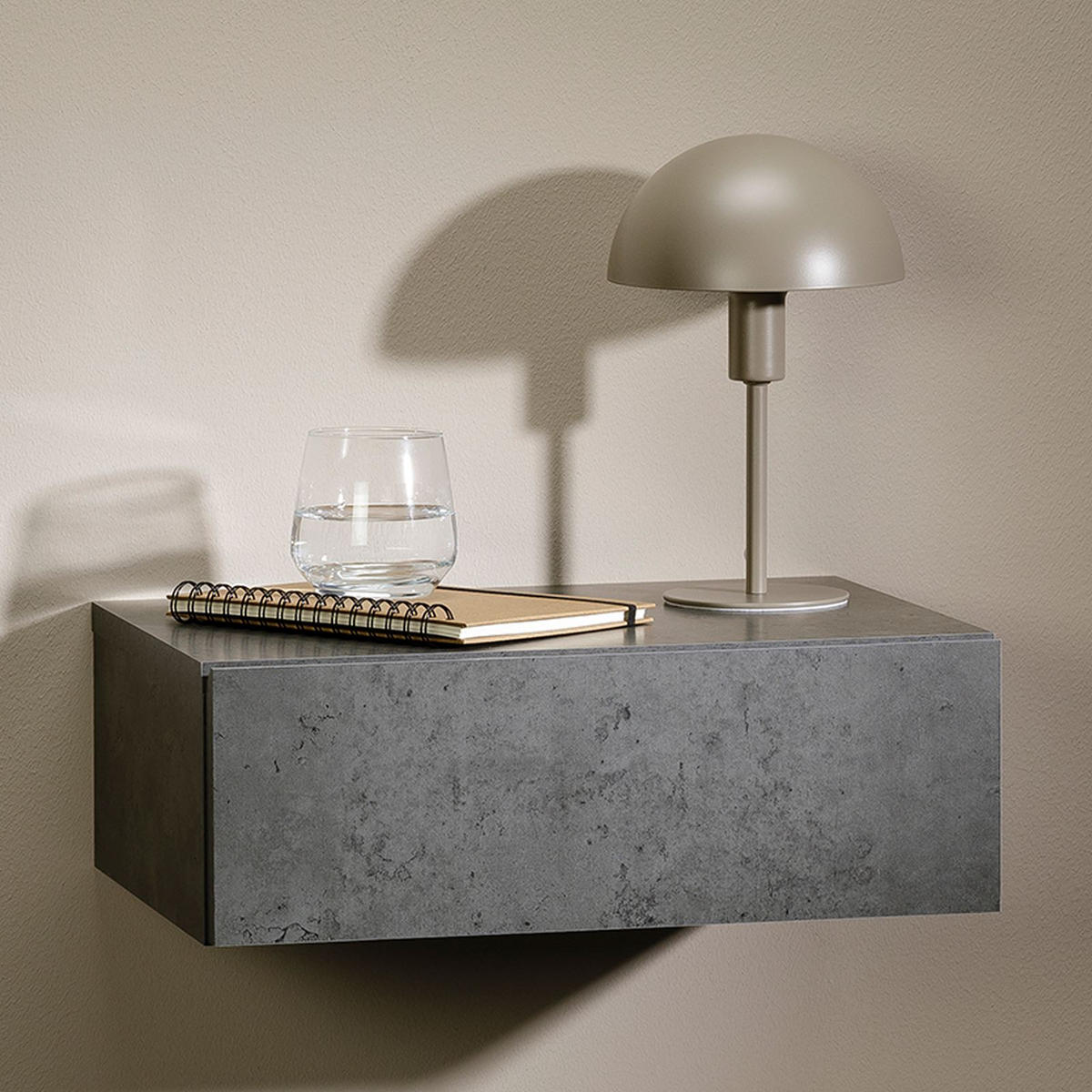 NACHTTISCH ANNE hängend - Dunkelgrau, Holzwerkstoff (42/14/30cm) - CARO-Möbel