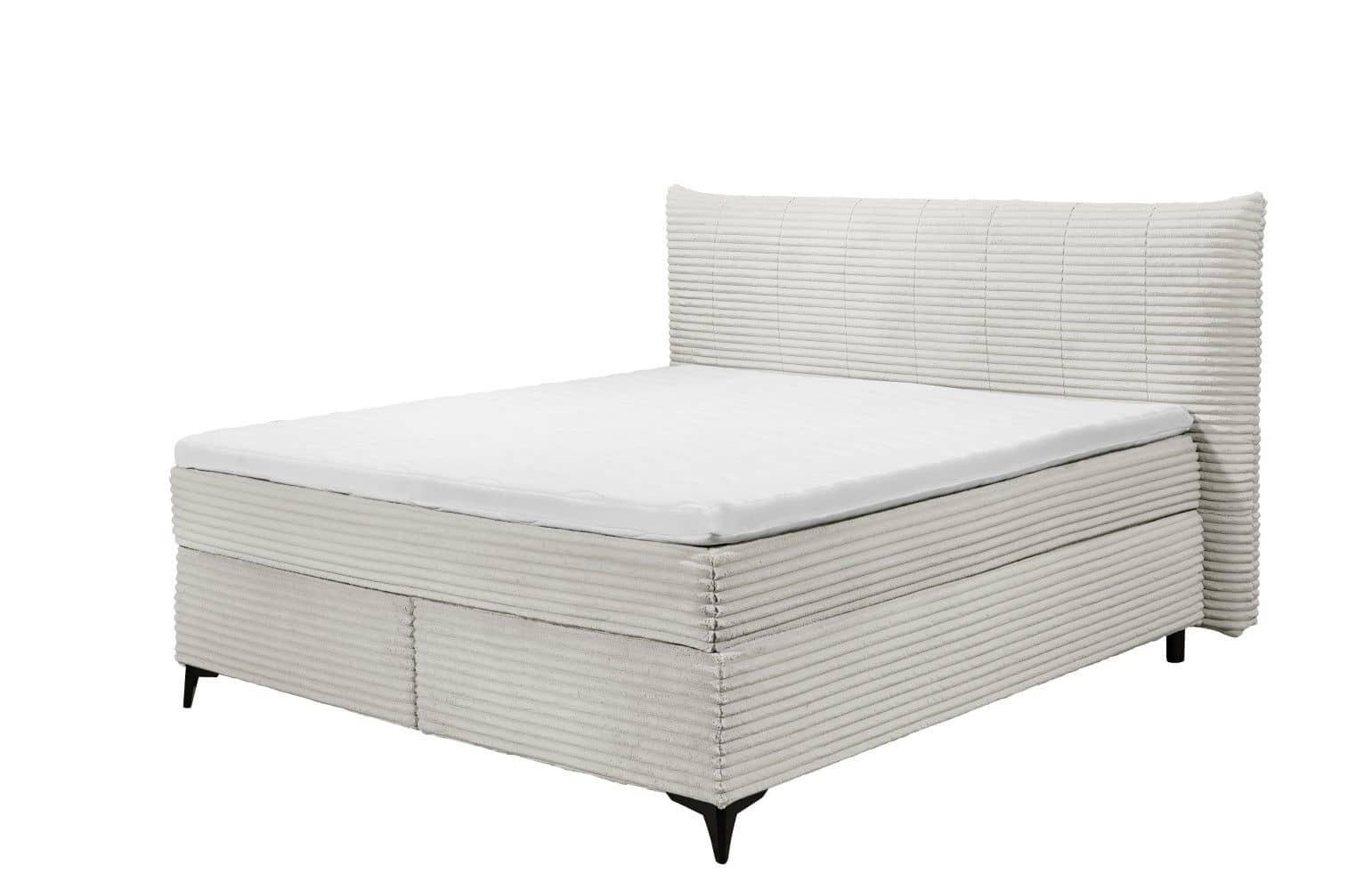 BOXSPRINGBETT 180x200 – Breitcord, Duo 7-Zonen-Tonnentaschen-Federkernmatratze, H3/H4, HR-Lux-Topper - Salbeigrün/Beige, Holz/Holzwerkstoff (180/200cm) - ed exciting design