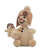 HOLZFIGUR Schneemädchen mit Puppe7 cm - Multicolor, Holz (5/7/0.1cm)