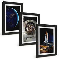 BILDER SET 3er Set - 20x30 cm Schwarzer Rahmen - Weltraum Erde Astronaut Rakete - Schwarz, Kunststoff (20/30cm) - TULUP