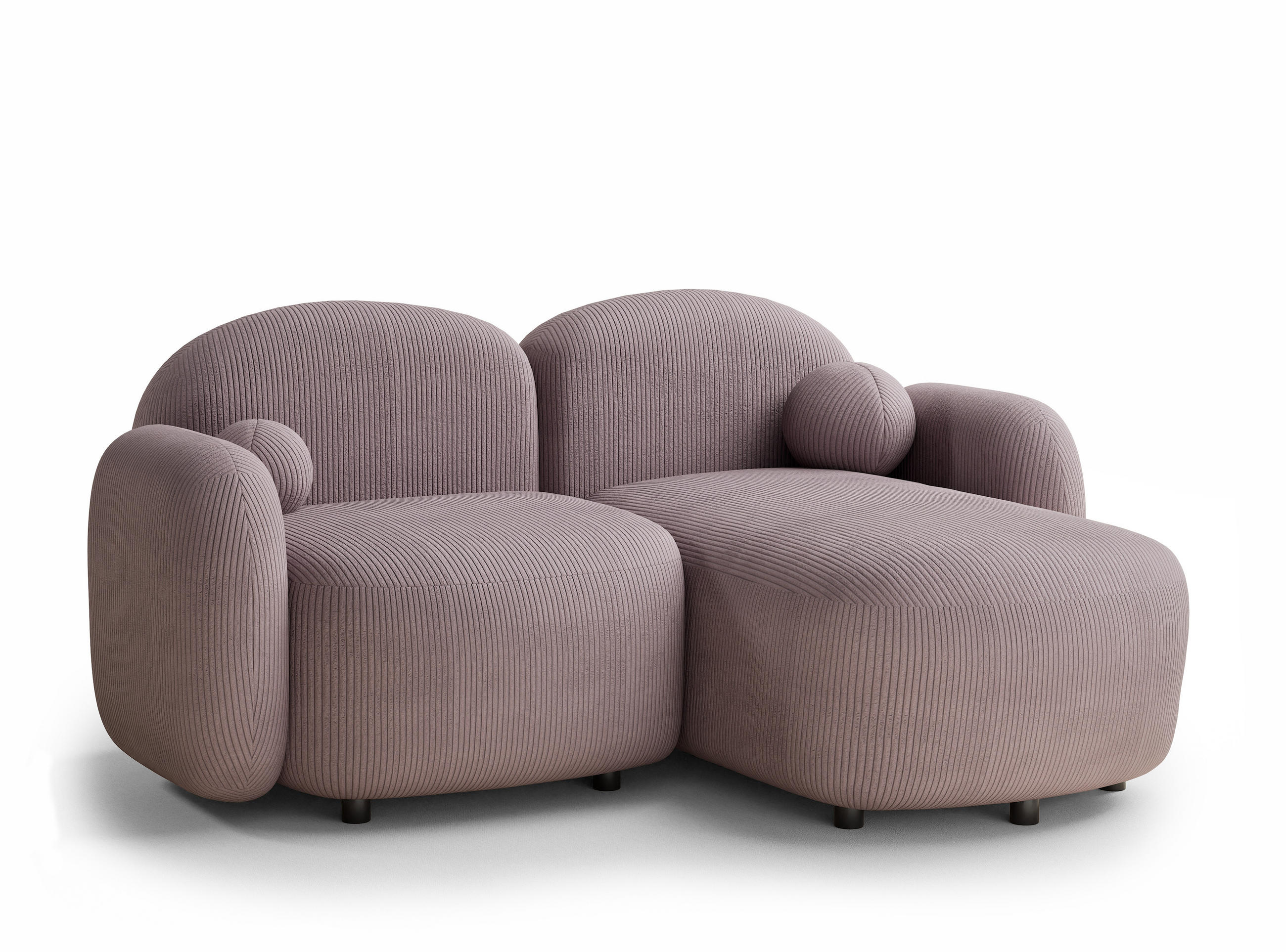 ECKSOFA Bahama Lila Samtstoff - Flieder/Schwarz, Holz/Holzwerkstoff (190/146cm) - Maison de Reve