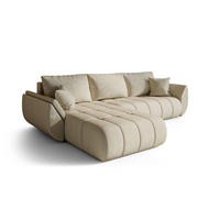 ECKSOFA TOKYO PREMIUM mit Schlaffunktion, Stoff MONOLITH, Ecru, Links - Ecru, Holz (280/190cm) - Kaiser Möbel