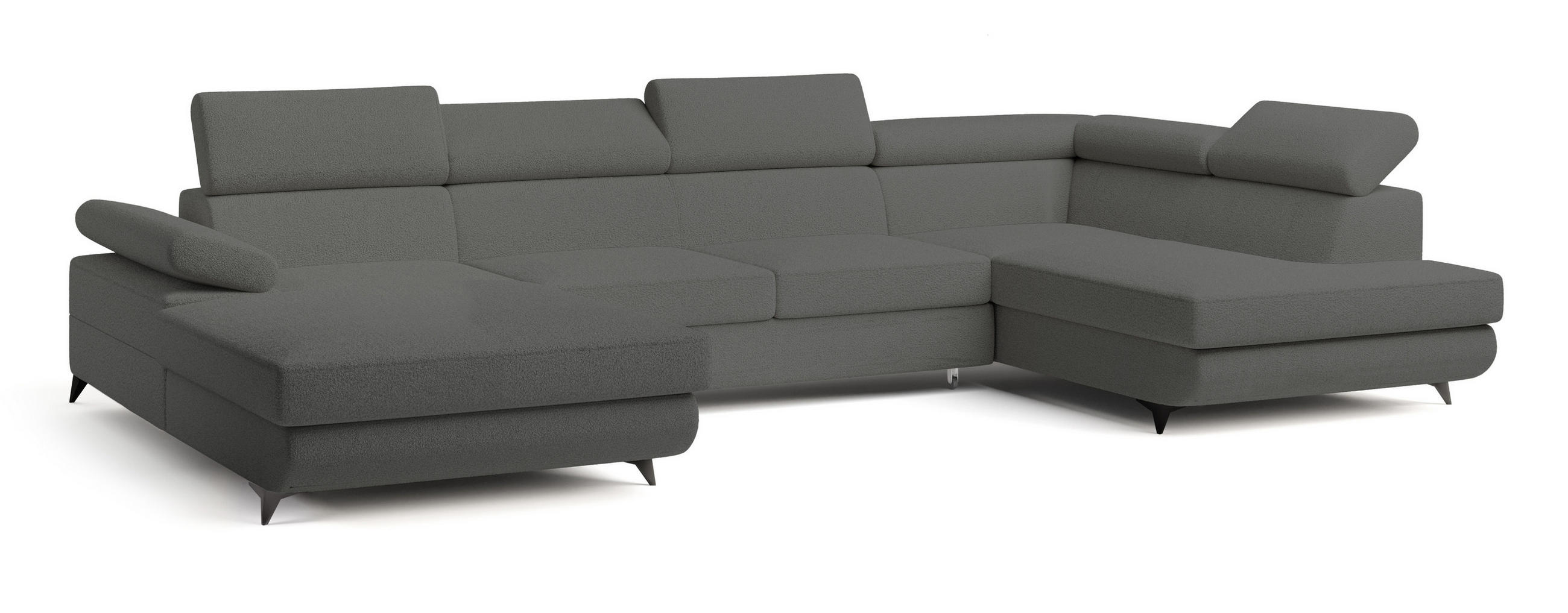 ROHOVÁ SEDAČKA RUBANO šedá - šedá/černá, kov/dřevo (339/190cm) - MASSENO