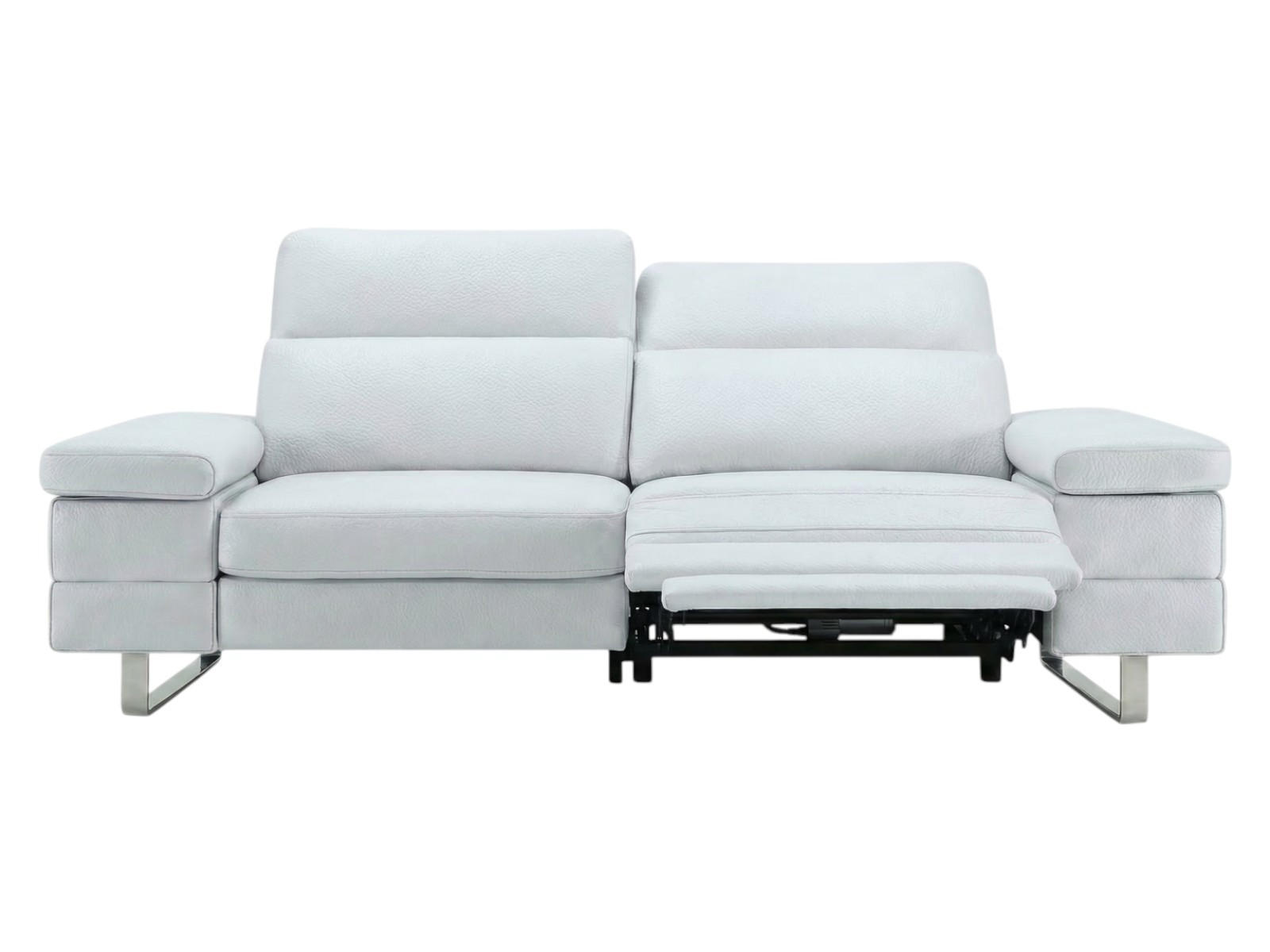 3-SITZER Sofa Virage Echtleder mit 1 x Relaxfunktion Weiß - Weiß, Leder/Metall (212/75/109cm)