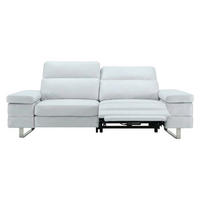 3-SITZER Sofa Virage Echtleder mit 1 x Relaxfunktion Weiß - Weiß, Leder/Metall (212/75/109cm)